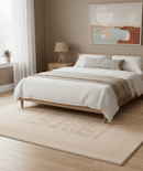 Beige Center Pattern Hand Loomed Wool Area Rug
