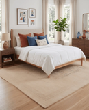 Beige Center Pattern Hand-Loomed Wool Area Rug with Traditional Gabbeh Design by The Rug Decor