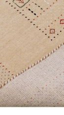 Beige Center Pattern Hand-Loomed Wool Area Rug with Traditional Gabbeh Design by The Rug Decor