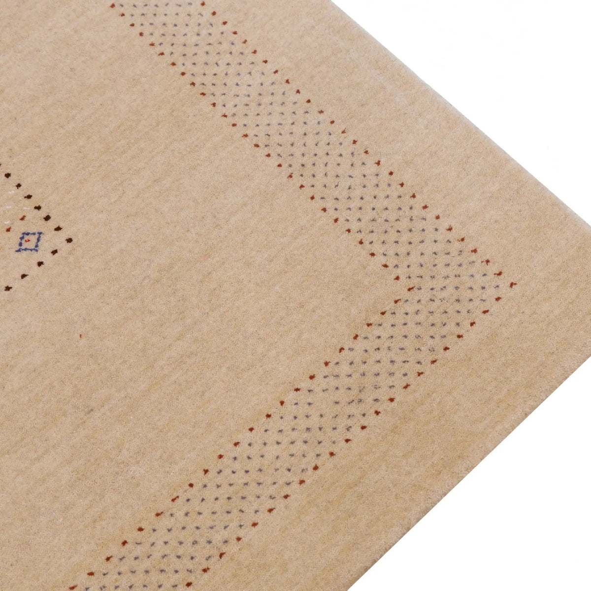Beige Center Pattern Hand-Loomed Wool Area Rug with Traditional Gabbeh Design, photo 7 of 10
