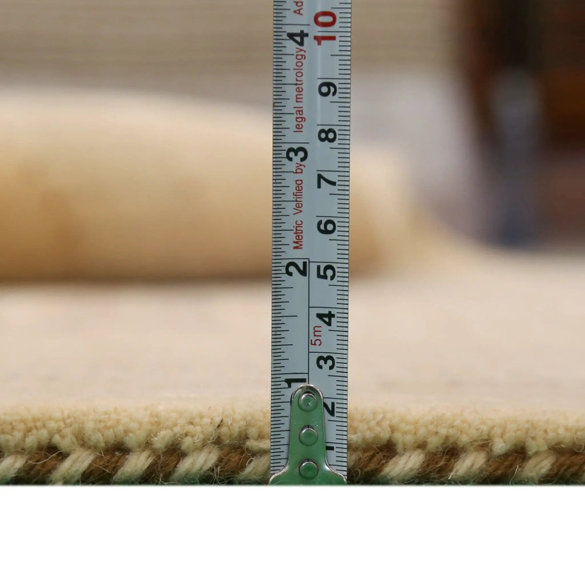 Beige Center Pattern Hand-Loomed Wool Area Rug with Traditional Gabbeh Design, photo 4 of 10