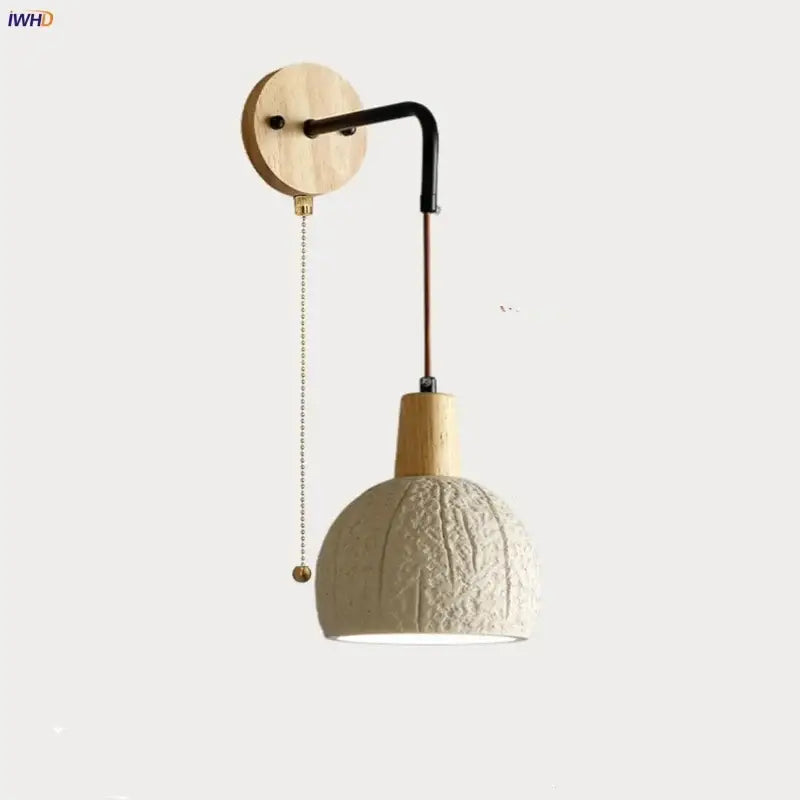 GobekUsa Cement Shade Wall Sconce Pull Chain Switch LED Light Fixture for Home Decor