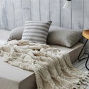 GobekUsa Beige Chunky Knit Tassel Blanket - Soft Plaid Weighted Throw for Home Decor and Sofa - Industrial Style Tapestry