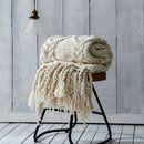 GobekUsa Beige Chunky Knit Tassel Blanket - Soft Plaid Weighted Throw for Home Decor and Sofa - Industrial Style Tapestry