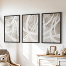 Modern Minimalist Abstract Triptych. Neutral Brush Stroke Art by Wall Art Set