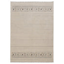 Beige Contemporary Pattern Hand Loomed Wool Area Rug