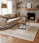 Beige Wool Hand Loomed Area Rug Contemporary Geometric Pattern by The Rug Decor