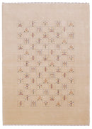 Beige Contemporary Tribal Design Hand Loomed Wool Rug