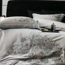 GobekUsa Cotton Flowers Horse Embroidery Luxury Bedding Set - Duvet Cover, Bed Sheet, Pillowcases