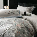 GobekUsa Cotton Flowers Horse Embroidery Luxury Bedding Set - Duvet Cover, Bed Sheet, Pillowcases