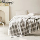 GobekUsa Fluffy Stripe Plaid Blanket: Cozy Microfiber Home Decoration