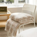 GobekUsa Fluffy Stripe Plaid Blanket: Cozy Microfiber Home Decoration
