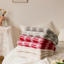 GobekUsa Fluffy Stripe Plaid Blanket: Cozy Microfiber Home Decoration