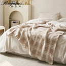 GobekUsa Fluffy Stripe Plaid Blanket: Cozy Microfiber Home Decoration