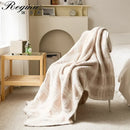 GobekUsa Fluffy Stripe Plaid Blanket: Cozy Microfiber Home Decoration