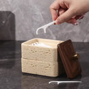 GobekUsa Double Decker Natural Stone Jewelry Organizer - 2 in 1 Floss Box & Bathroom Storage
