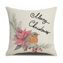 Beige embroidered cartoon birds christmas pillowcase living room decor by Decorbites