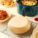 Beige fluted air fryer paper liner 50pcs kitchen baking mat by Decorbites