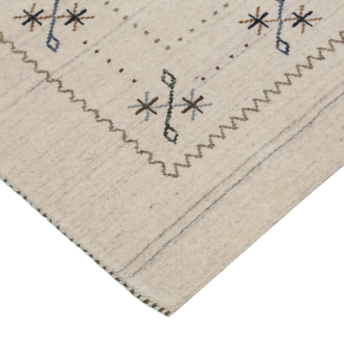 Beige Gabbeh Hand Loomed Wool Area Rug - Authentic Traditional Border Design, photo 12 of 13