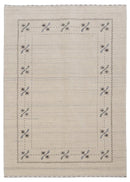 Beige Gabbeh Border Design Hand Loomed Wool Area Rug