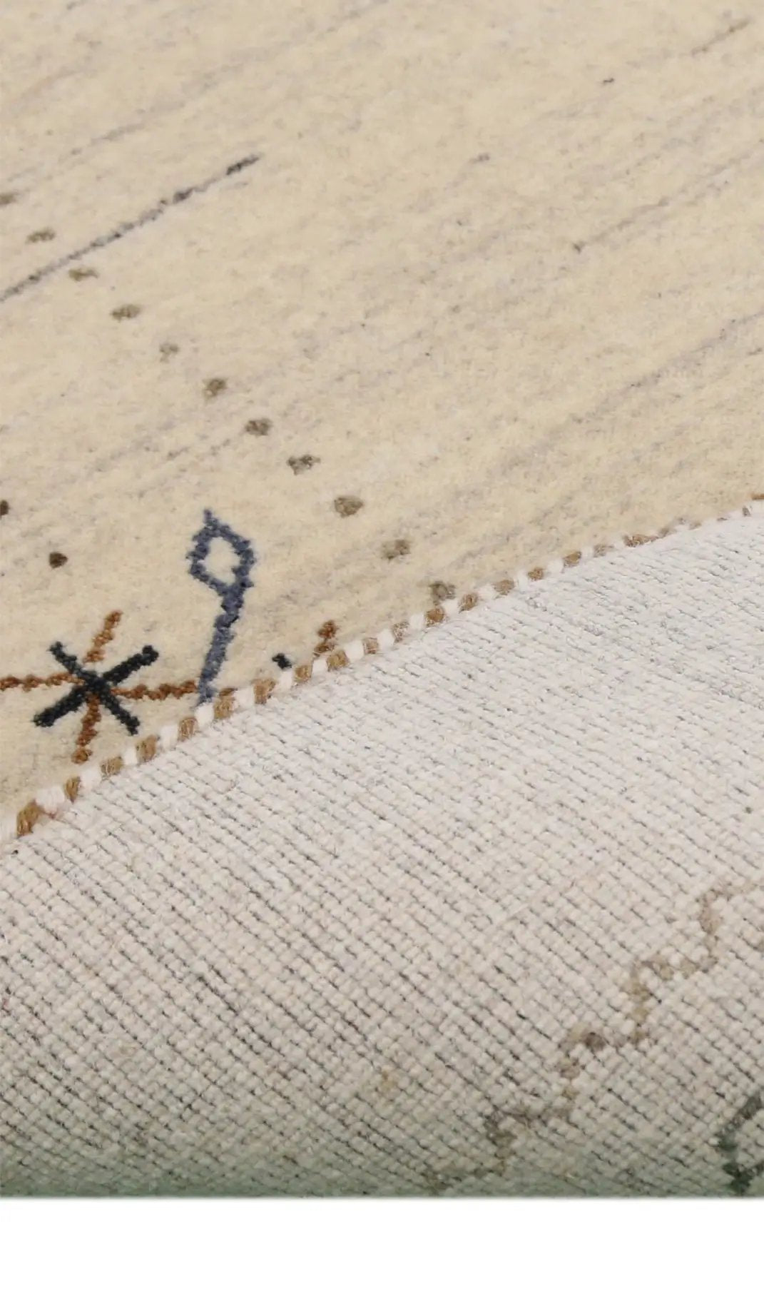 Beige Gabbeh Hand Loomed Wool Area Rug - Authentic Traditional Border Design, photo 13 of 13