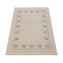 Beige Gabbeh Border Design Hand Loomed Wool Area Rug