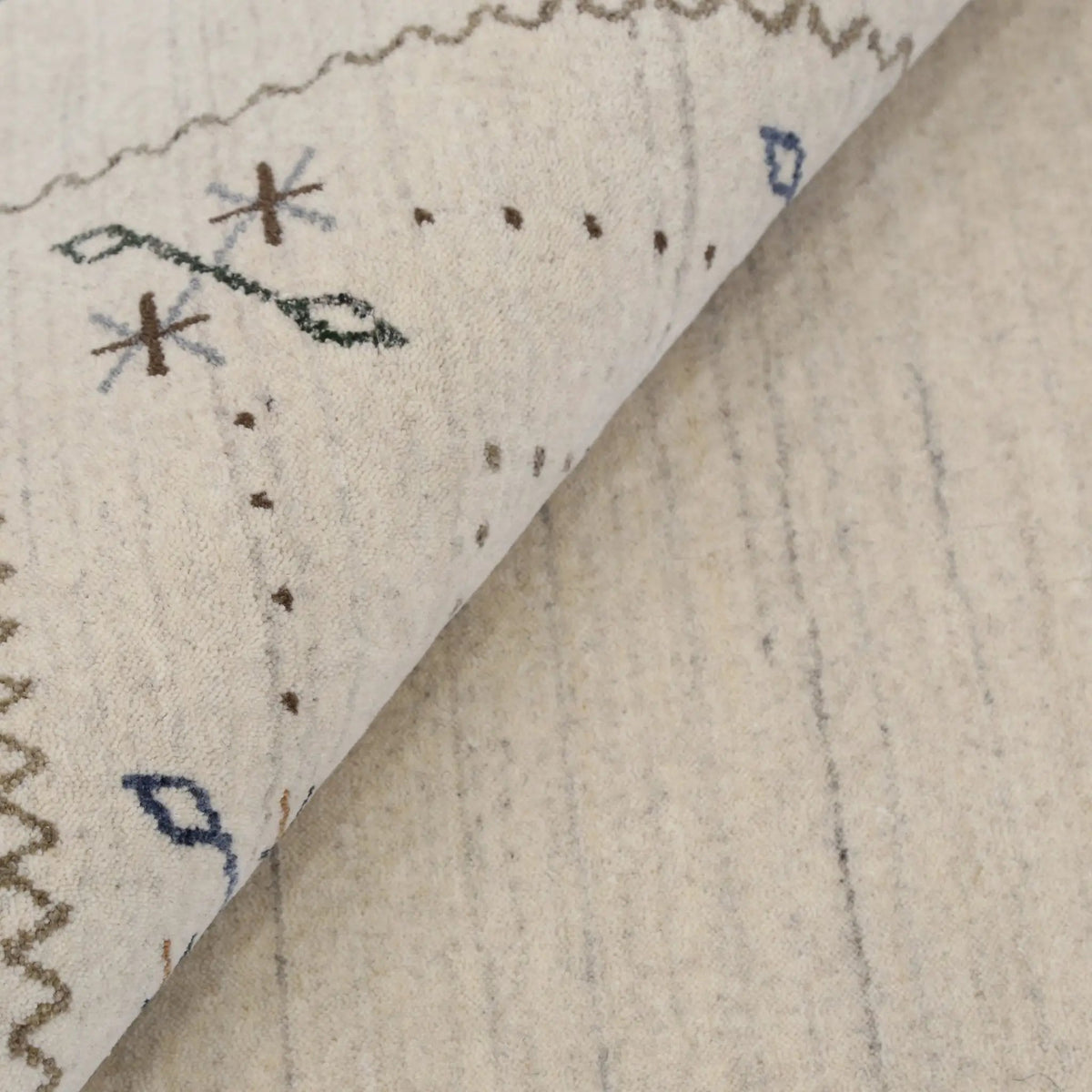 Beige Gabbeh Hand Loomed Wool Area Rug - Authentic Traditional Border Design, photo 6 of 13