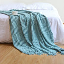 Beige geometric knitted tassel blanket bedroom throw decorbites 3d knitted by Decorbites