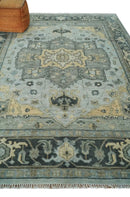 Hand Knotted Wool Area Rug Beige Gray Charcoal Heriz Serapi Antique Traditional by The Rug Decor