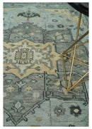 Hand Knotted Wool Area Rug Beige Gray Charcoal Heriz Serapi Antique Traditional by The Rug Decor