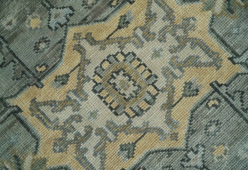 Custom made Beige, Gray and Charcoal Hand Knotted Antique look Traditional Heriz Serapi Wool Rug