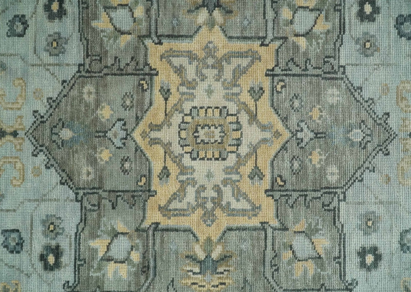 Custom made Beige, Gray and Charcoal Hand Knotted Antique look Traditional Heriz Serapi Wool Rug