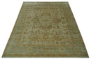 Beige, Gray and Olive Antique Floral Hand knotted Traditional Oushak 8x10 wool Area rug