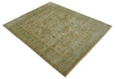 Beige, Gray and Olive Antique Floral Hand knotted Traditional Oushak 8x10 wool Area rug