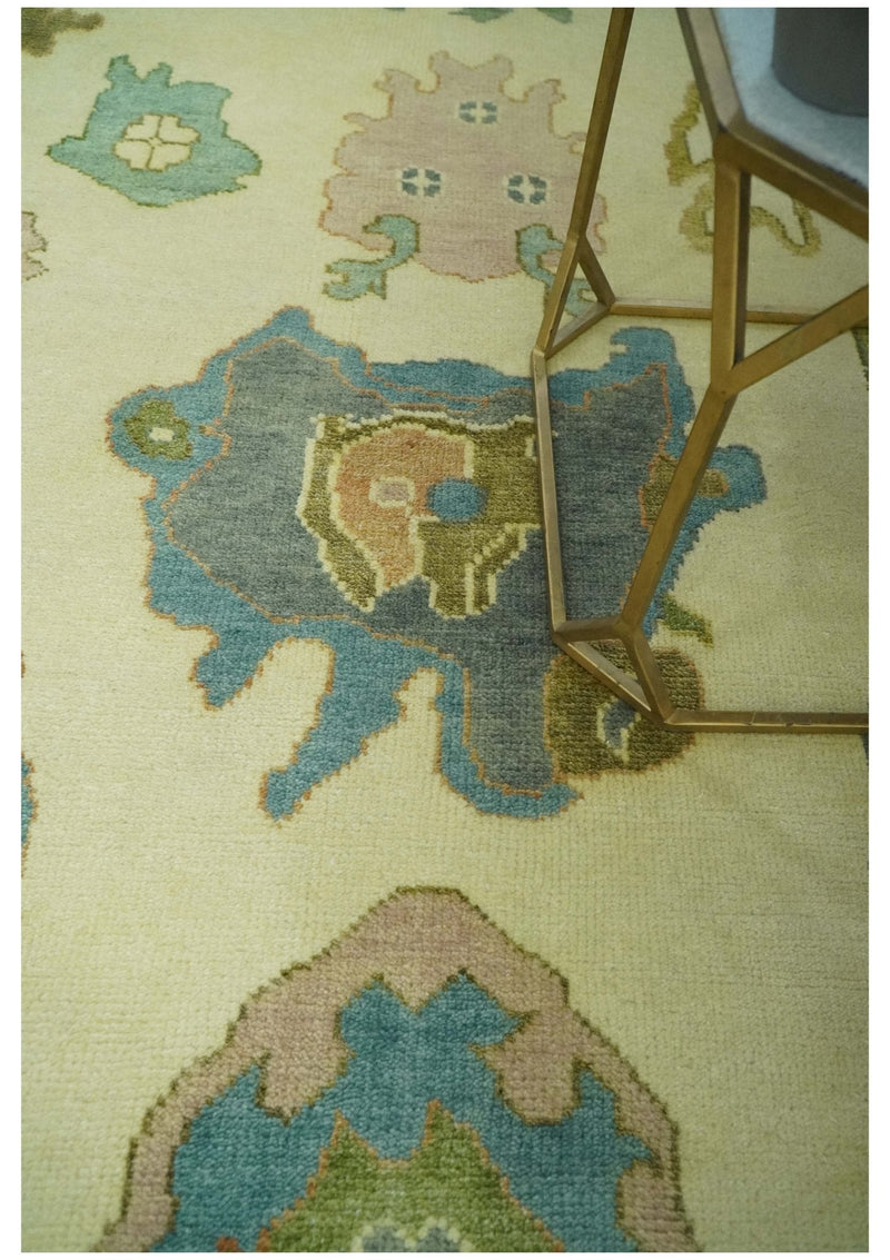 Beige, Gray and Olive Hand Knotted 8x10 Traditional Oushak wool area rug