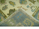 Beige, Gray and Olive Hand Knotted 8x10 Traditional Oushak wool area rug
