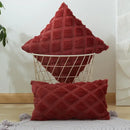 Beige & gray geometric diamond pattern cushion cover living room by Decorbites