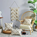 Beige handmade geometric tufted pillowcase set bedroom tassel decor by Decorbites