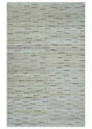 Beige, Ivory and Charcoal Modern Stripes Design 5x8 Dari Pet yard Area Rug
