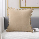Beige knitted pompom decorative pillow cover living room decor by Decorbites