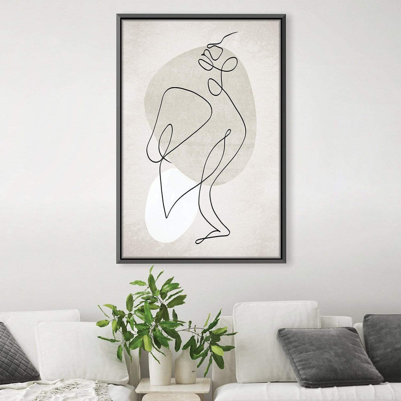 Beige Line Art Canvas