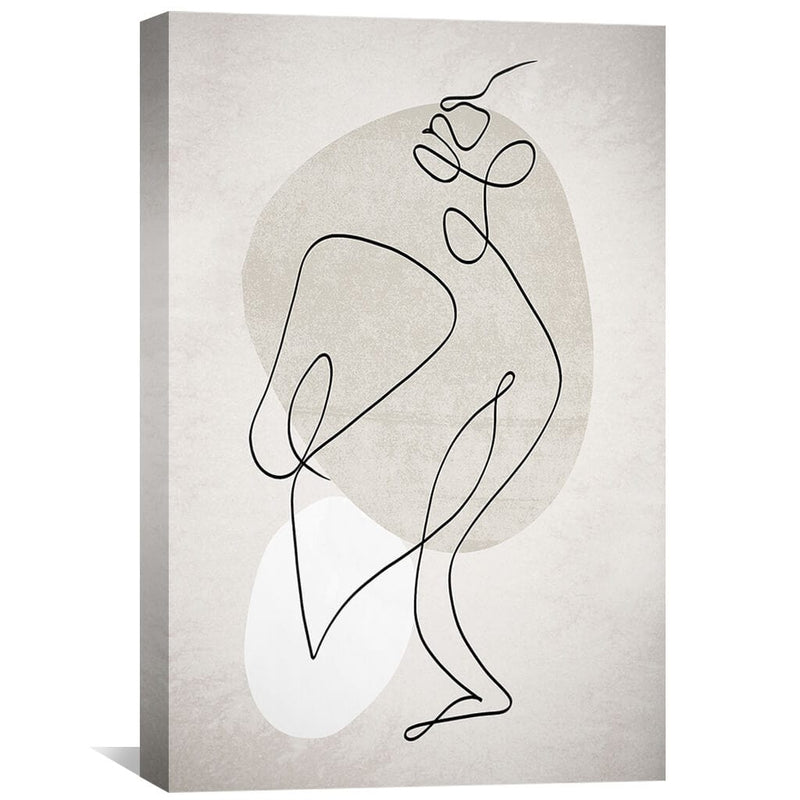 Beige Line Art Canvas