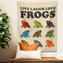 Beige live laugh love frogs tapestry wall hanging for bedroom by Decorbites