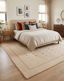 Beige Hand Loomed Wool Area Rug Modern Tribal Design by The Rug Decor