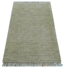 Beige Modern Solid Design Hand Knotted Wool Area Rug