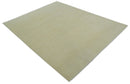 Beige Modern Solid Hand knotted 8x10 wool Area Rug