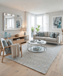 Beige and Blue Hand Tufted Premium Wool Area Rug - Modern Style