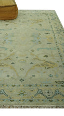 Beige, Mustard and Teal 6x9 Hand Knotted Traditional Oriental Oushak wool area rug by The Rug Decor