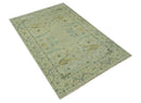 Beige, Mustard and Teal 6x9 Hand Knotted Traditional Oriental Oushak wool area rug by The Rug Decor