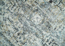Beige, Olive and Gray and Black Antique Finish, Vintage look, Art Silk Area Rug, Living Room Rug | TRDMM7